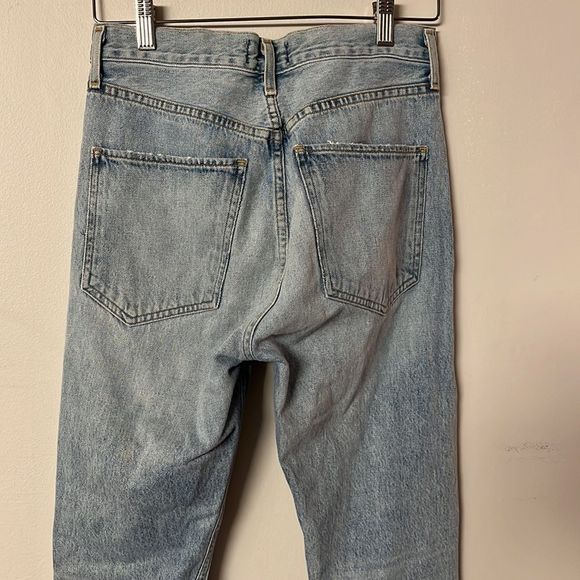 Agolde Light Blue Distressed Ankle Jeans - Picture 4 of 8